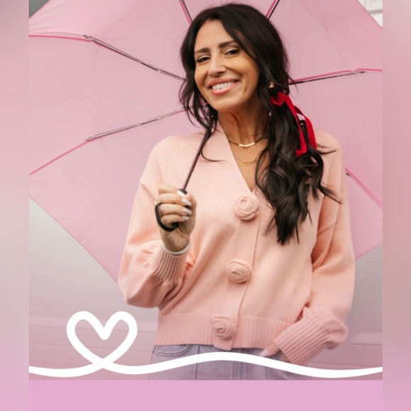 Smash + Tess Sweaters - Smash + Tess Rosette Cardigan in Blushing Pink